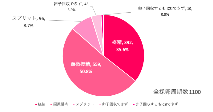 2023年1月~12月の採卵周期に占める受精方法の内訳